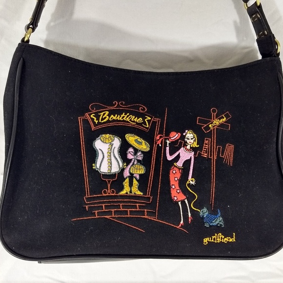 CUTE BLACK GURLFRIEND EMBROIDERED HANDBAG - Picture 3 of 6